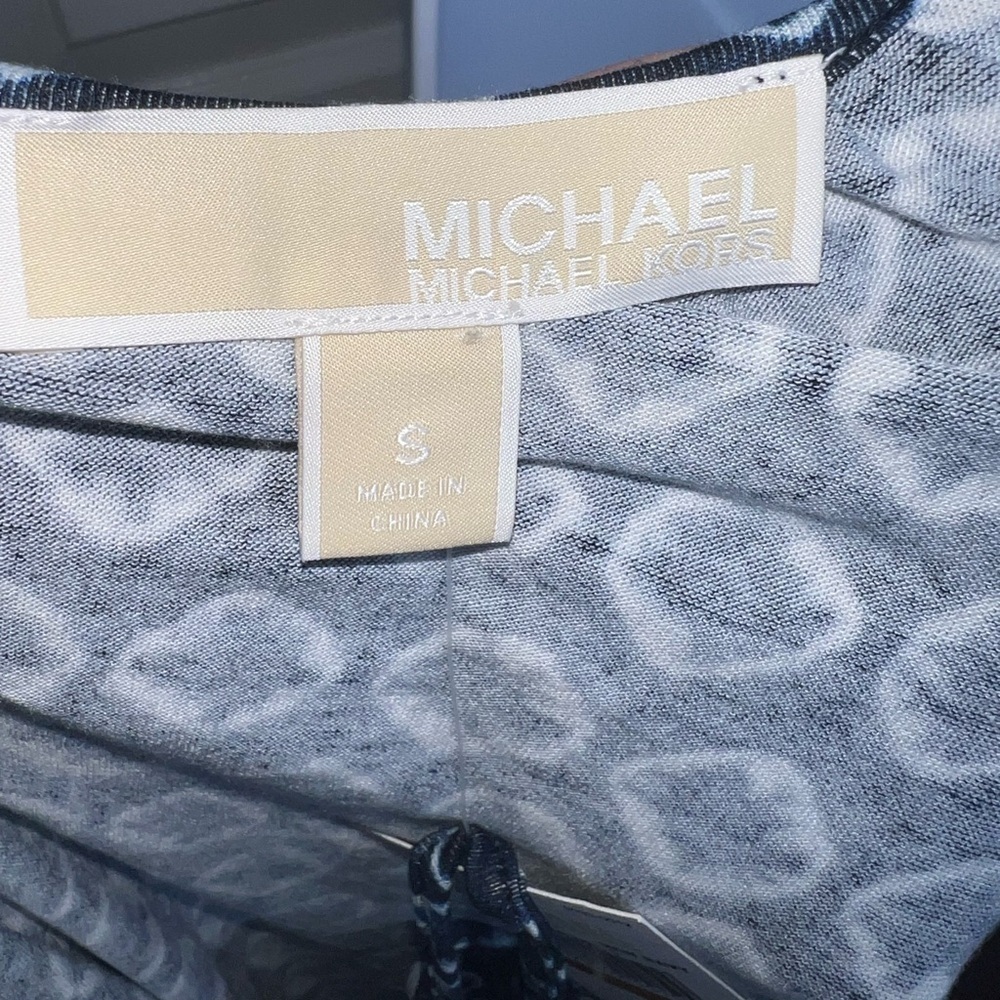 NWT Michael Kors MK Women’s Small Navy Cold Shoulder Long Sleeve Blouse Top S - Picture 8 of 15